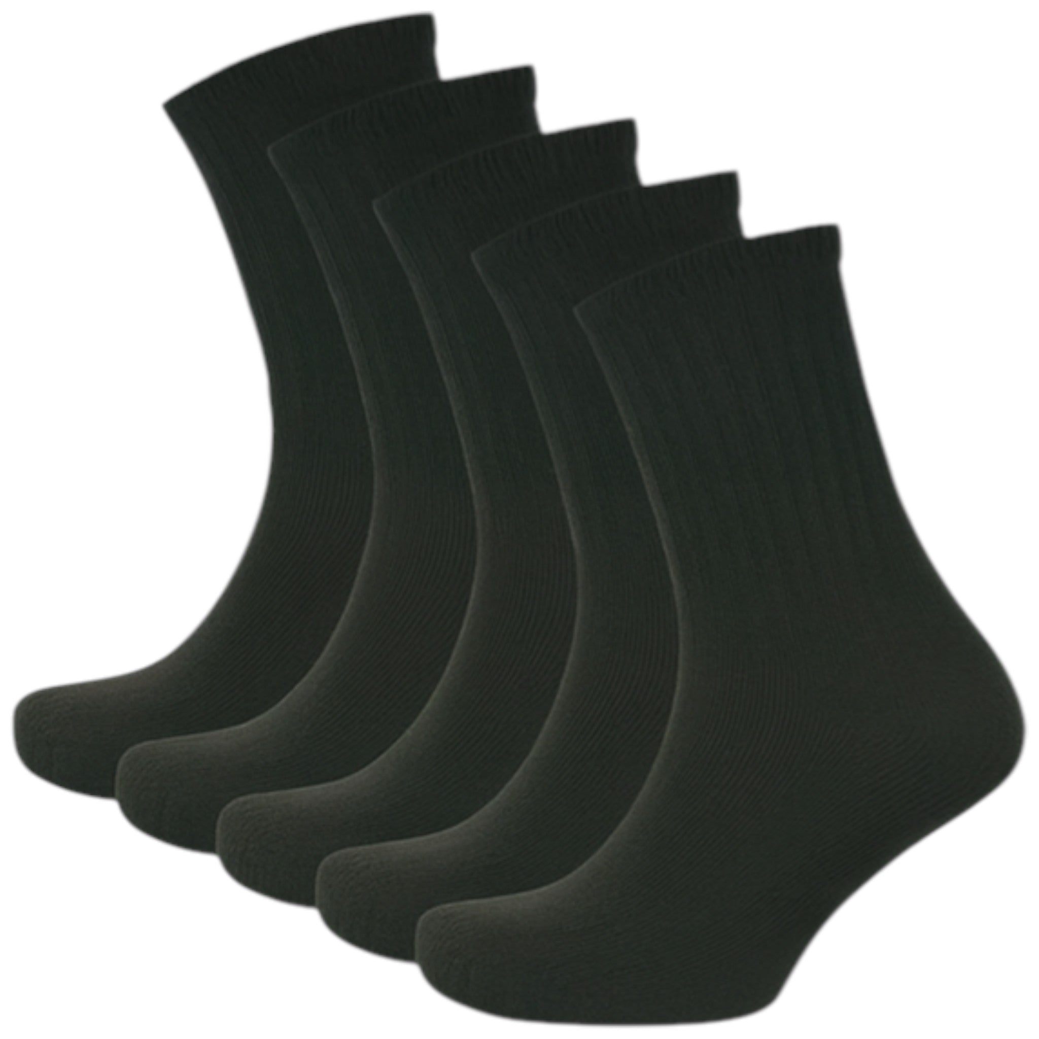 Men's long-lasting sports socks multipack in black, available in 3, 6, or 12 pairs – durable, breathable athletic socks for everyday wear.